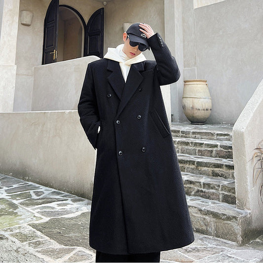 Double Breasted Temperament Woolen Coat Two Colors