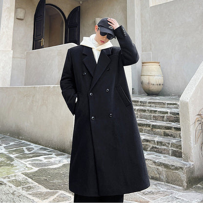 Double Breasted Temperament Woolen Coat Two Colors