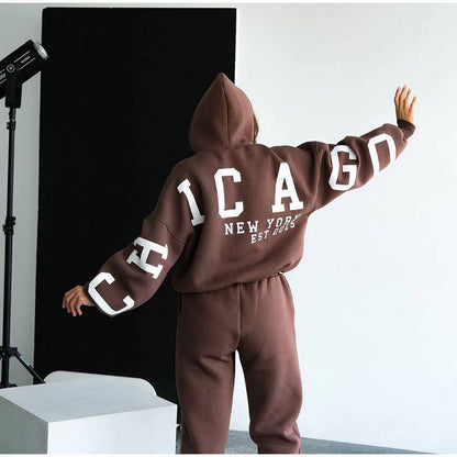 Loose Floral Print Long Sleeve Pullover Pants Two-piece Set