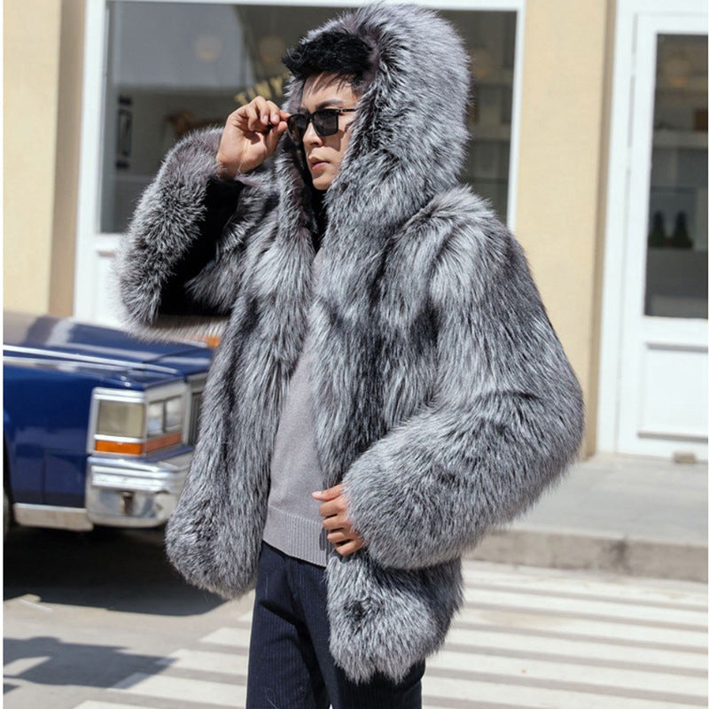 Hooded Fox Fur Men's Mink Fur