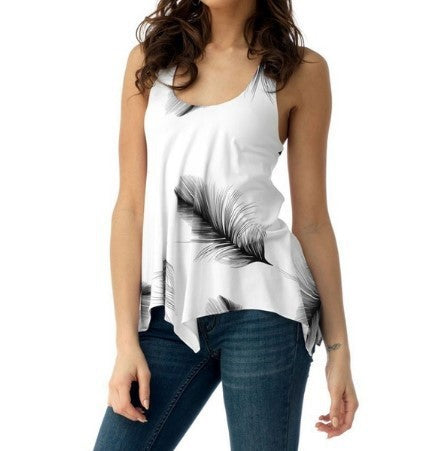 Women's Backless Lace-up Leaf Print Top