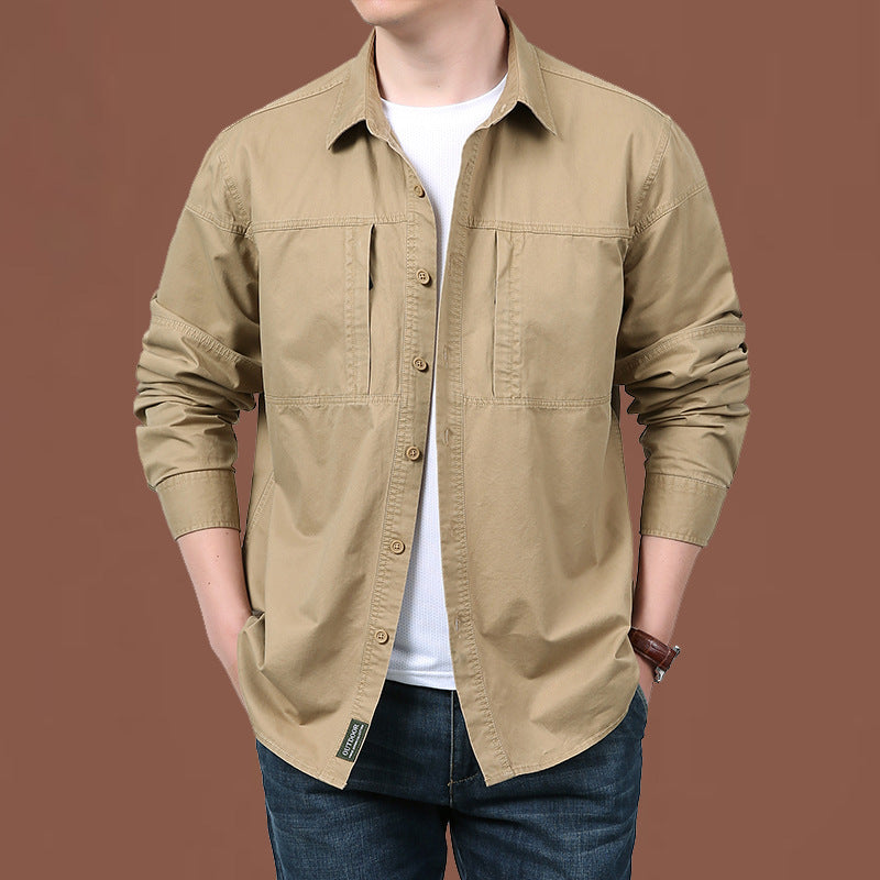 Men's Cotton Overalls Long Sleeve Shirt