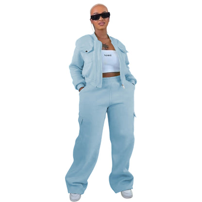 Women's Multi-Pocket Pants Sports Leisure Suit
