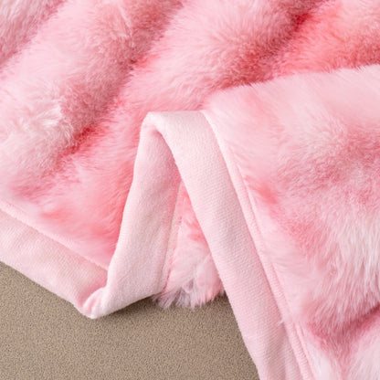 Autumn And Winter Thickening Nap Tie-dyed Double-sided Imitation Rabbit Fur Blanket
