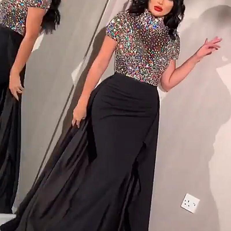 Women's Sequin Wrap Hip Party Gown Dress