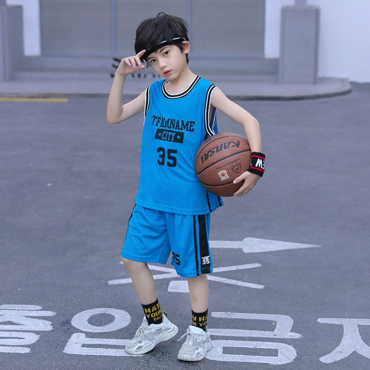 Sleeveless Two-piece Suit Quick-drying Children Older Boy Polo Shirt Suit