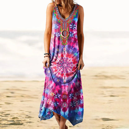 Loose Printed Vest Dress For Women