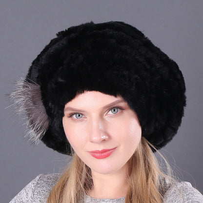 New Korean Rex Rabbit Hair Hat For Women