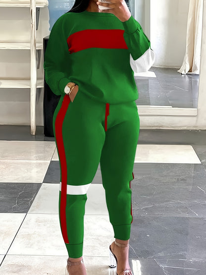 Fashion Cool Contrast Color Plus Size Suit Women