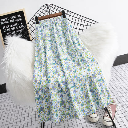 Summer New Plus Size High Waist Chiffon Big Swing Midi Dress