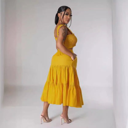 Women's Fashion Chest Wrap Patchwork Skirt Suit