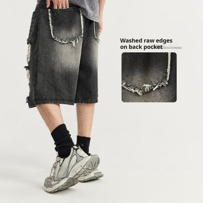 American Street Hip Hop Ripped Denim Shorts