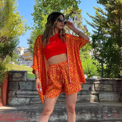 European And American Casual Fashion Printing T-shirt Shorts Set