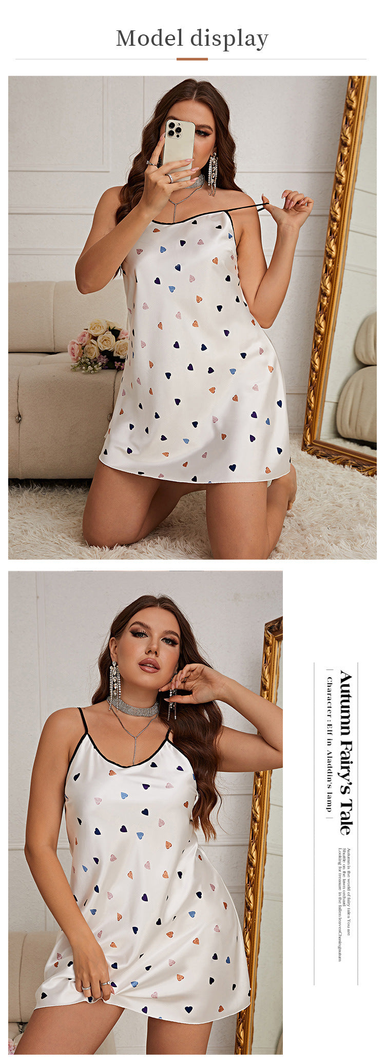 Ice Silk Nightdress Printed Homewear Women