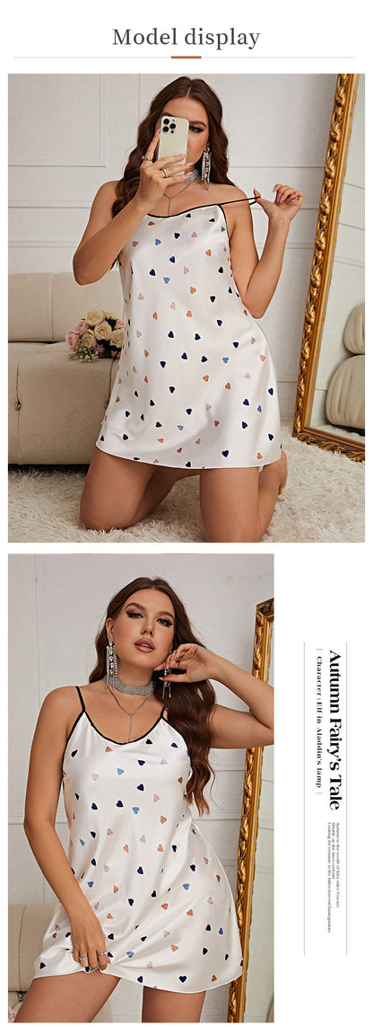 Ice Silk Nightdress Printed Homewear Women