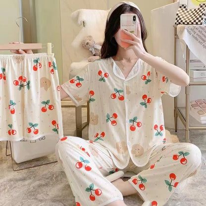 Women's Fashion Casual Printing Cotton Outer Wear Three-piece Suit