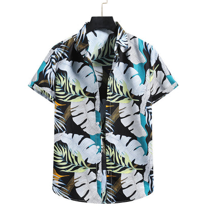 Foreign Trade Men's Floral Shirts Trends Hawaiian Printing Short-sleeved