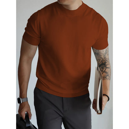 Knitwear Men's Solid Color Slim-fit Commute Breathable T-shirt