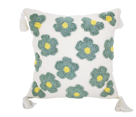 Cartoon Cute Style Small Flower Pillow Cover Tufted Loop