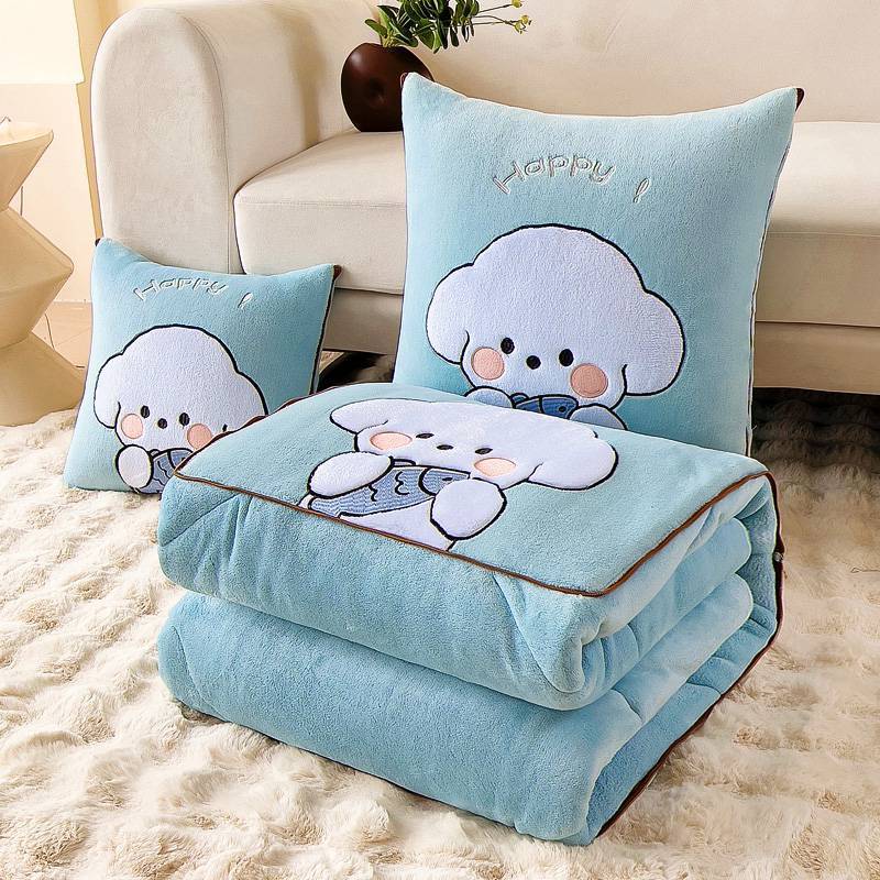 Milk Fiber Cute Dog Multifunctional Pillow Quilt