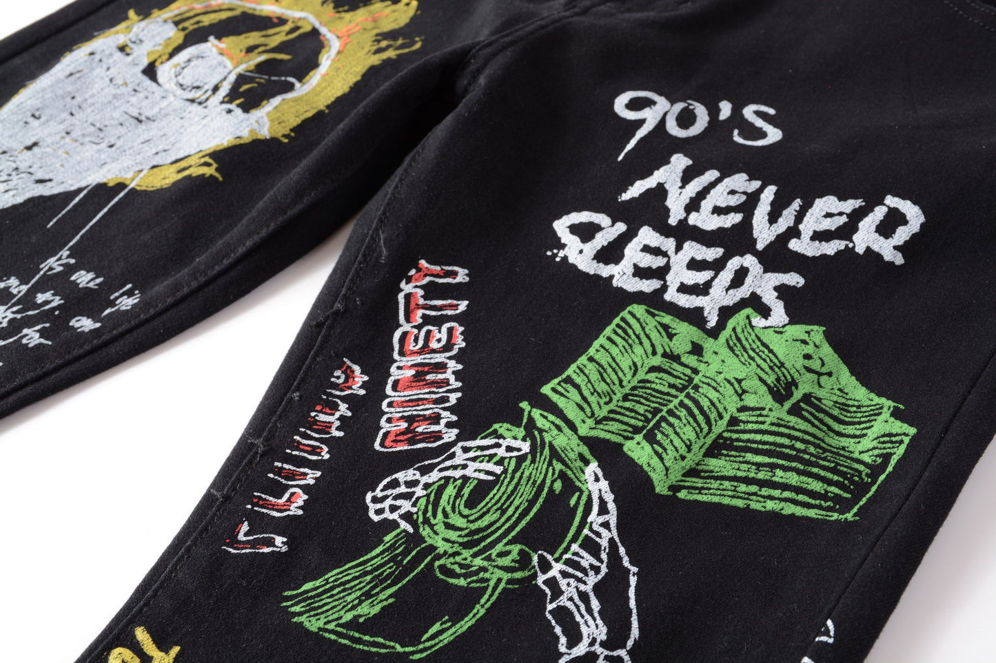 Color Print Black White Trousers Skull Graffiti