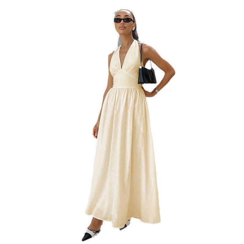 Halter Lace-up Backless Long Dress