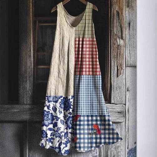 Sleeveless Round Neck 3D Printing Dress