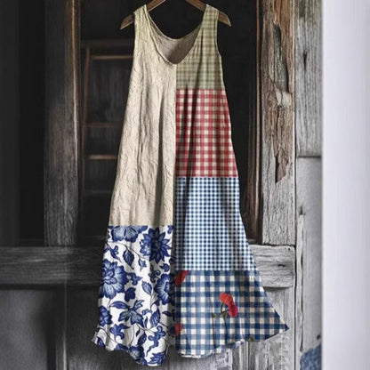 Sleeveless Round Neck 3D Printing Dress