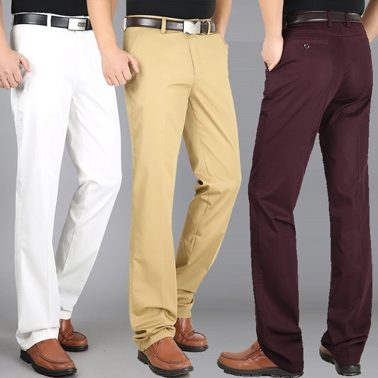 Men's Casual Elastic Cotton High Waisted Loose Pants