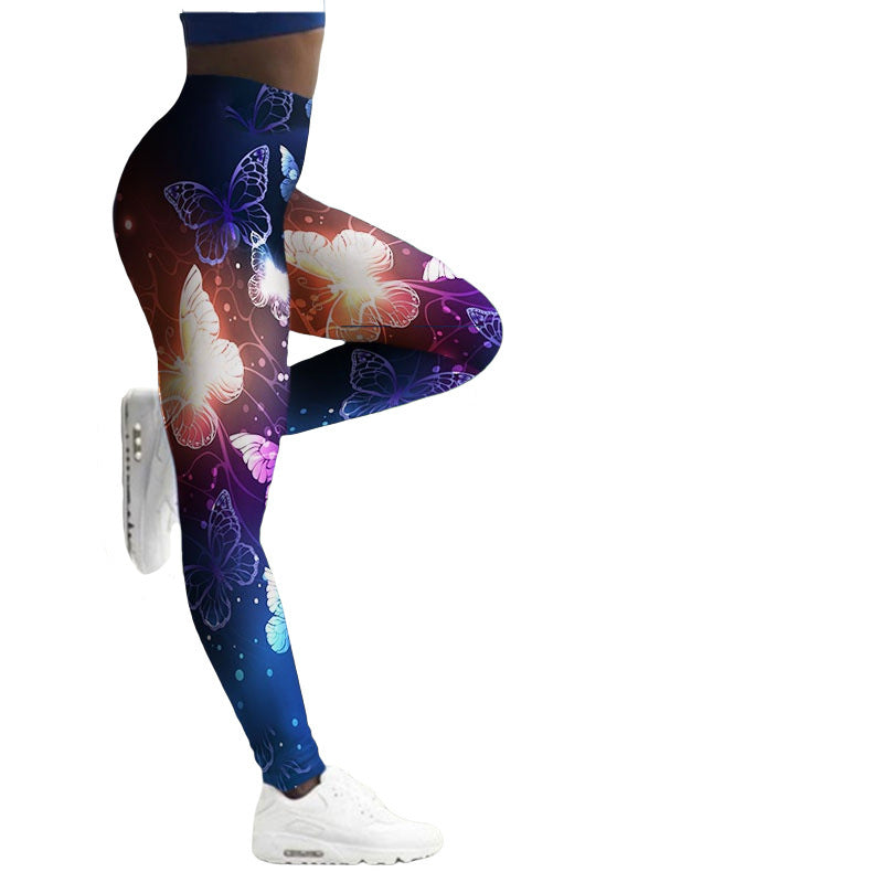Women's Leggings Fitness Breathable Skinny Butterfly Printed Yoga Pants
