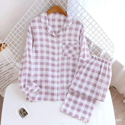 Cotton Washed Cotton Gauze Thin Section Plus Size Homewear Suit