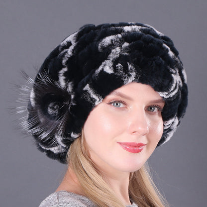 New Korean Rex Rabbit Hair Hat For Women