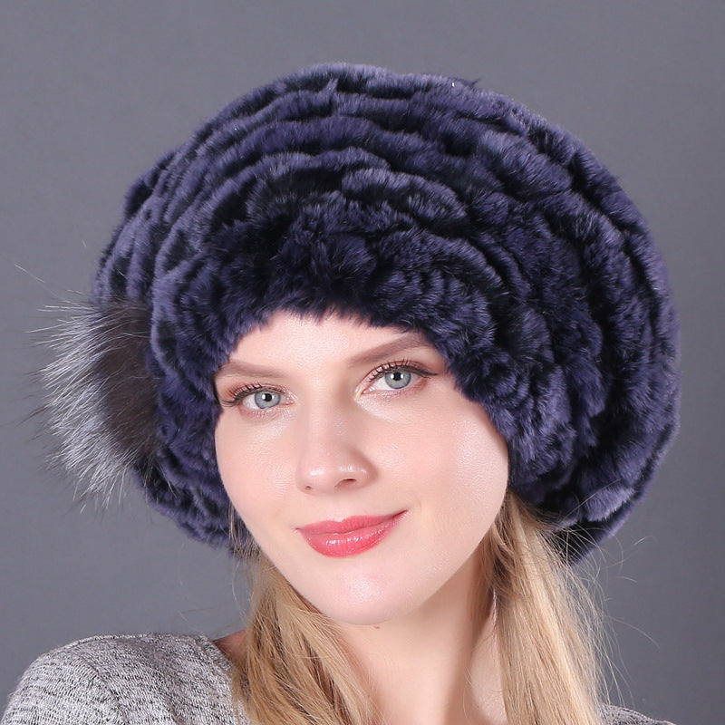 New Korean Rex Rabbit Hair Hat For Women