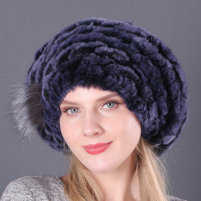 New Korean Rex Rabbit Hair Hat For Women