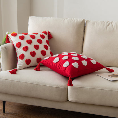 Cotton Embroidered Love Pillow Cover