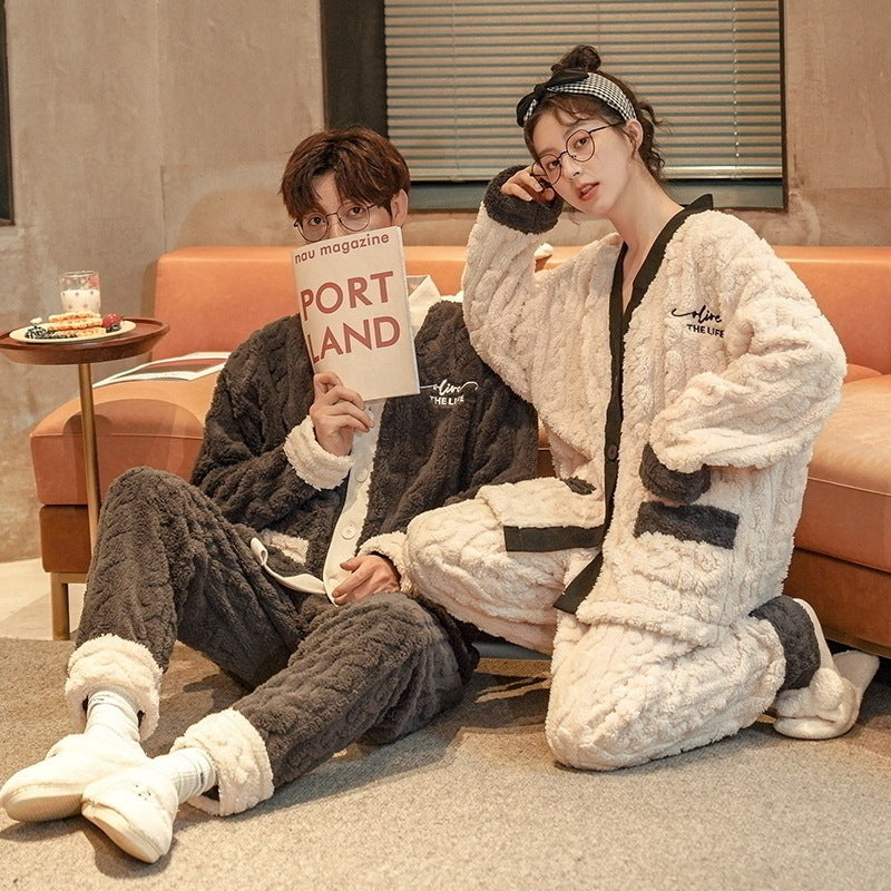 Warm And Fleece Thickened Flannel Home Service Suit