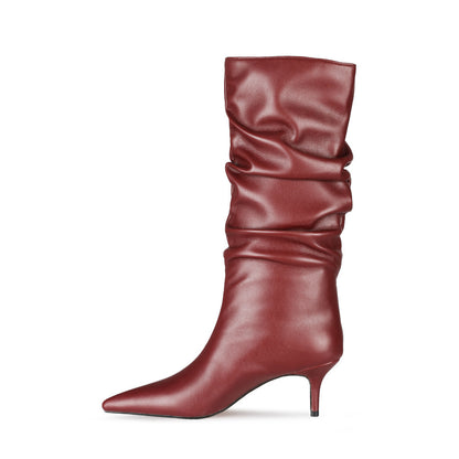 Autumn New Stiletto High Heel Fashion Pleated Boots High Boots