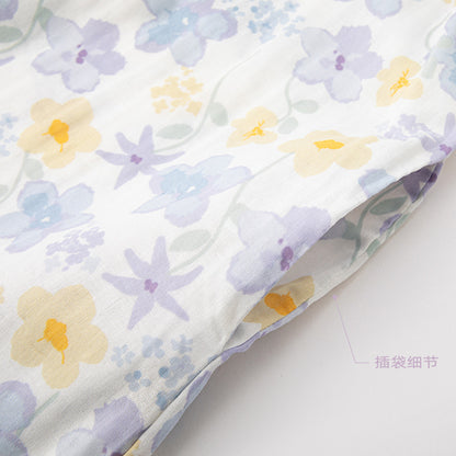 Women's Outdoor Nightdress For Spring And Summer Cotton Print Short Sleeve