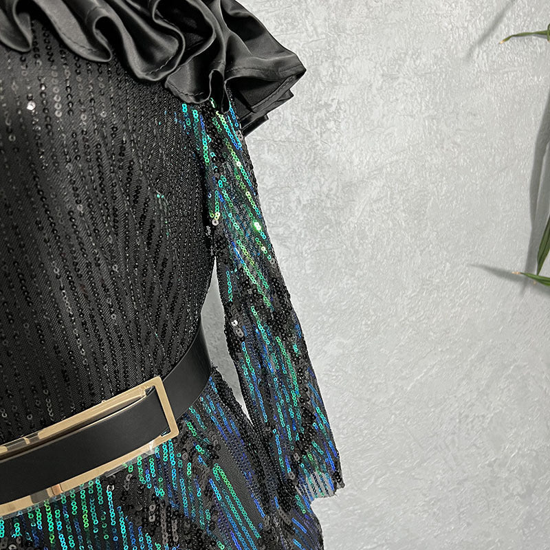 Sequined Embroidered Maxi Dress Slim-fit Fishtail Skirt Evening Gown