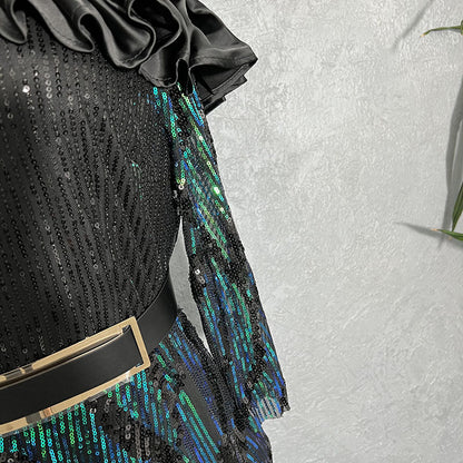 Sequined Embroidered Maxi Dress Slim-fit Fishtail Skirt Evening Gown