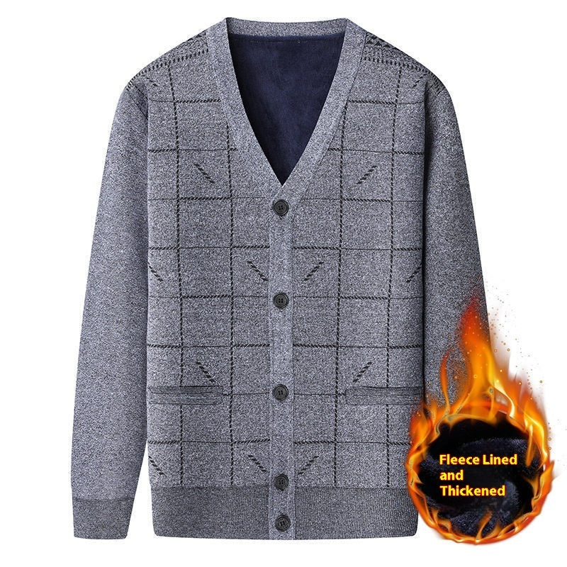 Middle-aged And Elderly Men's Sweater Cardigan Autumn And Winter Dad Wear
