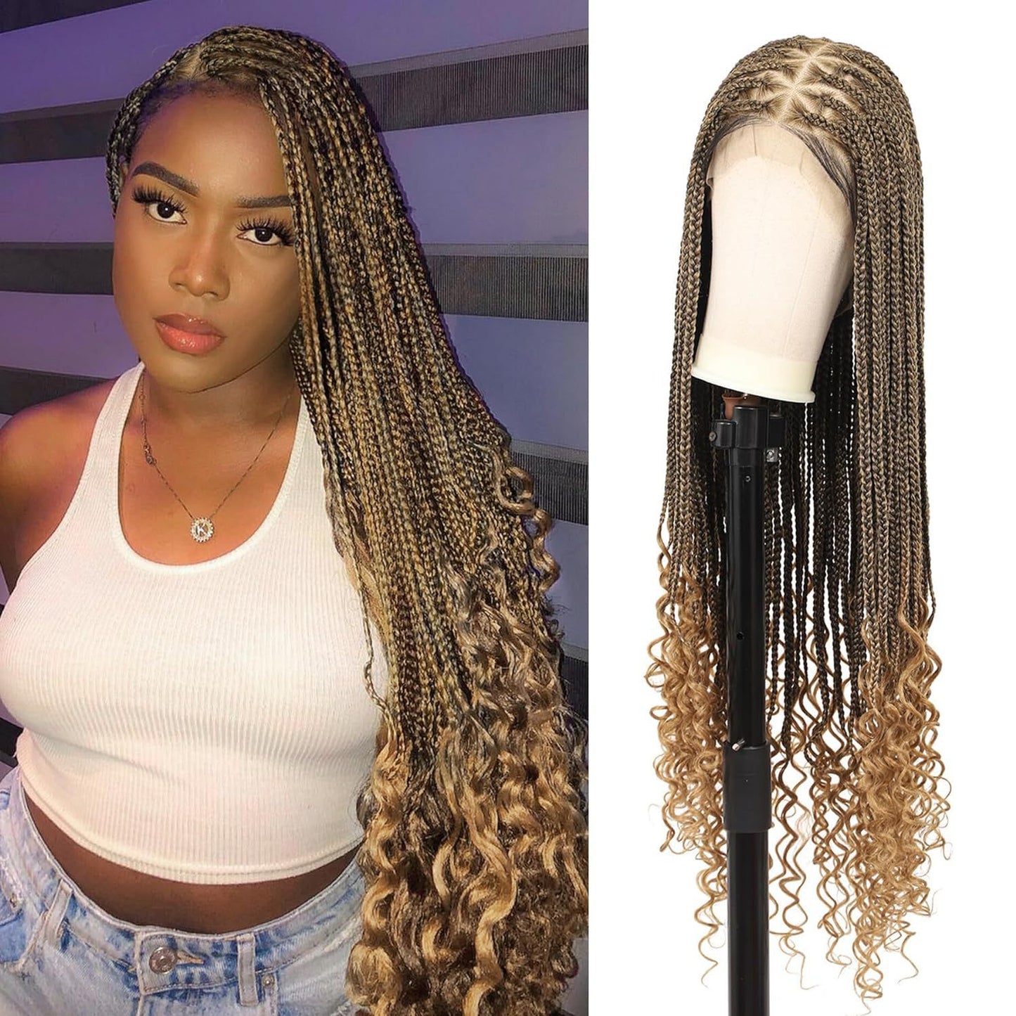 Full Lace Wig Head Cover Chemical Fiber Hair Three-strand Braid