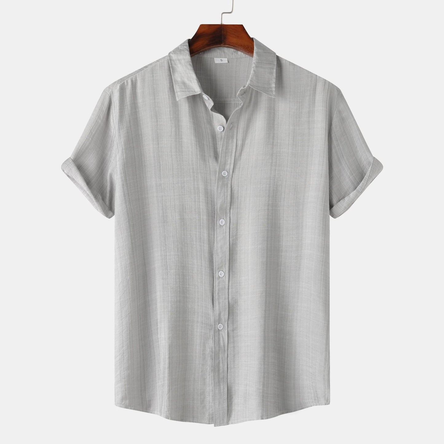 Teenagers Solid Color Short-sleeved Lapel Shirt Top