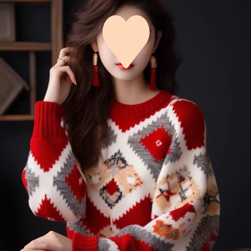 High-end And Fashionable Beautiful Red Sweater For Women