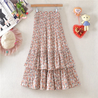 Little Daisy Skirt Women's Mid-length Floral Chiffon Skirt Cake Skirt
