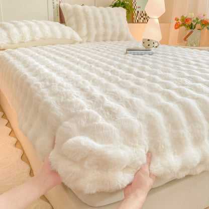 Class A Milk Fiber Fitted Sheet One-piece Warm With Velvet Mattress
