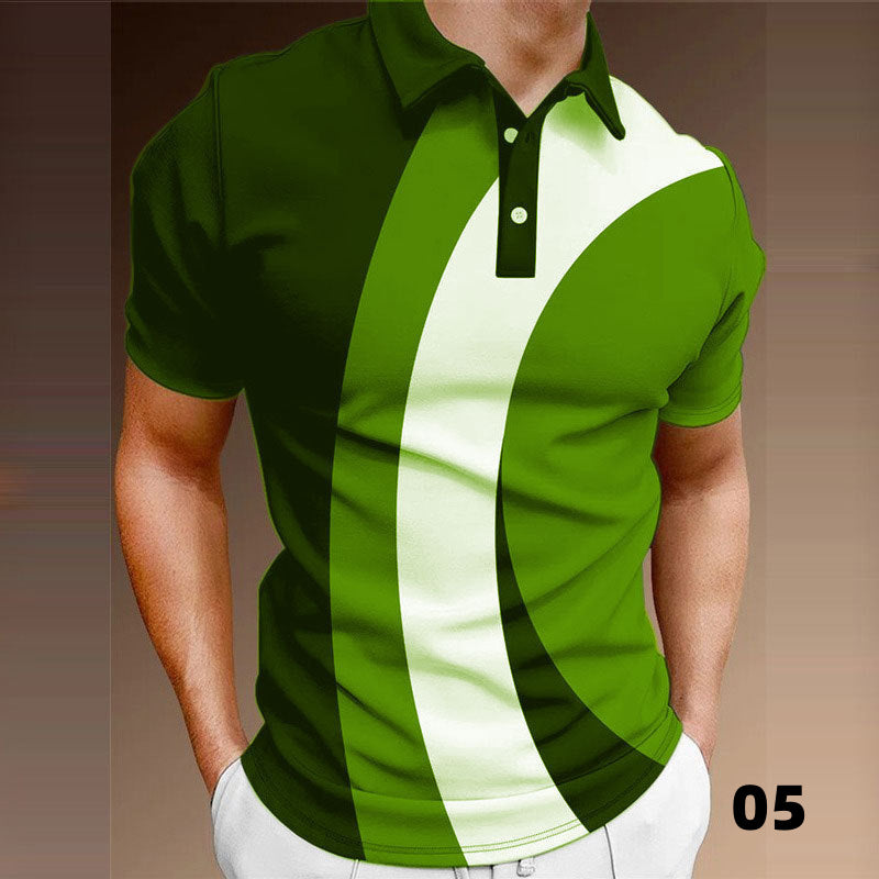 3D Digital Printing Lapel Pullover Leisure Short Sleeve