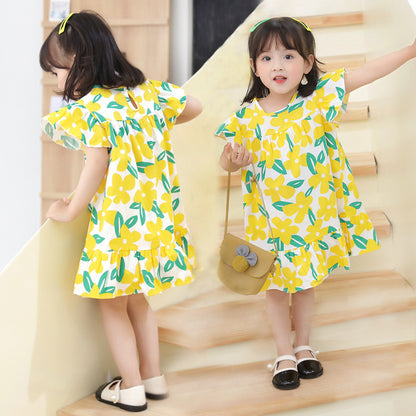 Girls' Cartoon Print Dress