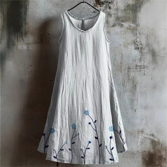 Sleeveless Round Neck 3D Printing Dress