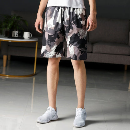 Summer Beach Pants Men's Loose Casual Fifth Pants Ice Silk High Elasticity Quick-drying